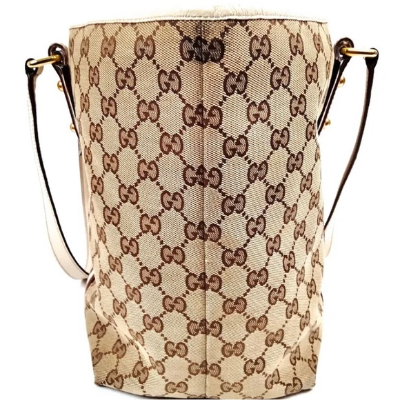 Gucci canvas Jackie tote bag with white leather - Picture 3 of 15